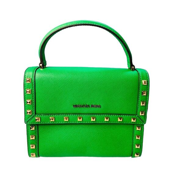 NWOT Michael Kors Dillon Green Palm STD MD Messenger Leather Handbag MSRP $368 - Picture 10 of 16